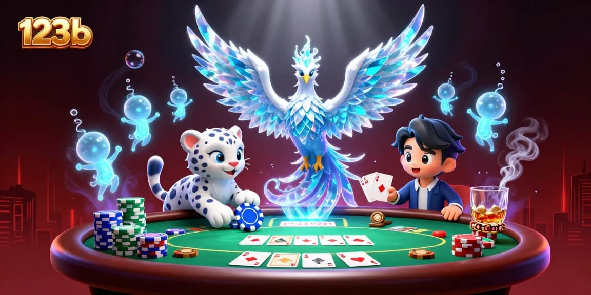 Experience thrilling action at 123b with an ice phoenix, poker elements, and vibrant visuals.