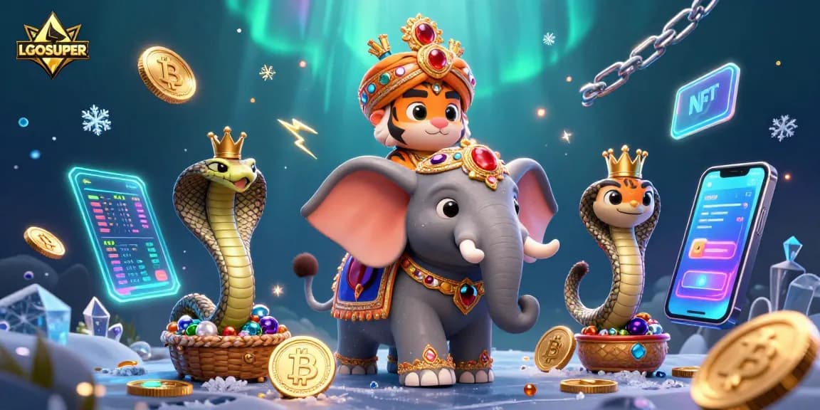 Engage in thrilling gaming with LGOSUPER featuring vibrant characters and crypto elements.