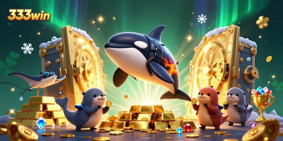 Catch big wins with 333win in this vibrant underwater treasure-hunting scene.