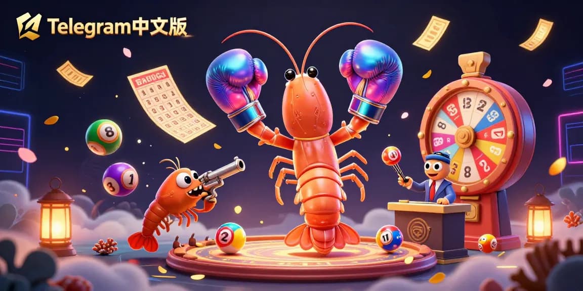 在Telegram中文版的插图场景中参与刺激的游戏，展现生动的彩票元素和动态角色。