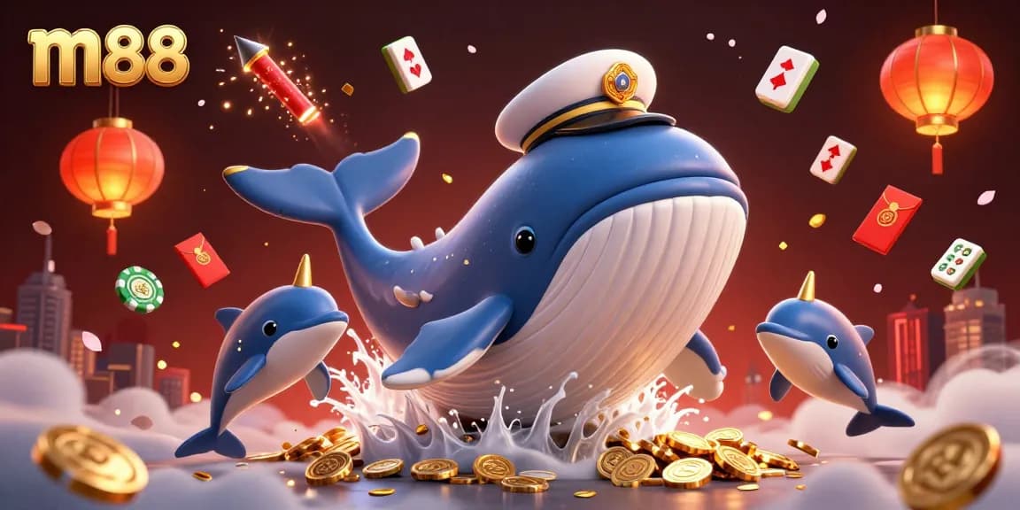Spin to win with m88 as vibrant characters celebrate amidst coins and fortune symbols.