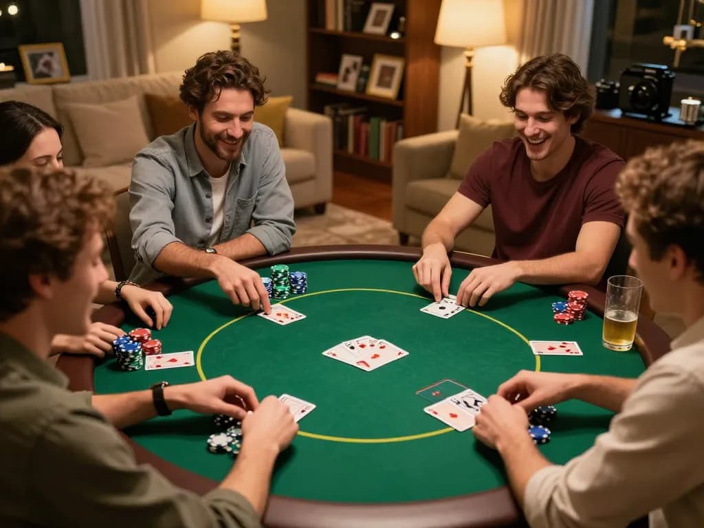 Exciting poker gameplay at home, showcasing best online casinos in Canada for social entertainment.