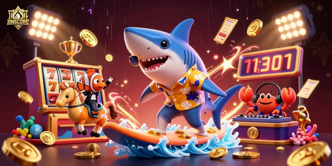 Experience big wins at IDNSCORE with interactive slot games featuring vibrant characters and golden coins.