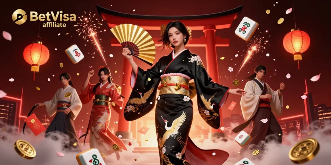 Engage with BetVisa affiliate for thrilling online gaming in a vivid 3D casino scene.