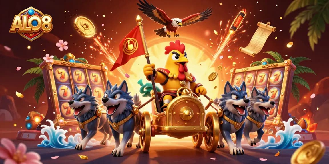 Engage with ALO8's thrilling casino experience as a rooster warlord leads the festive betting scene.