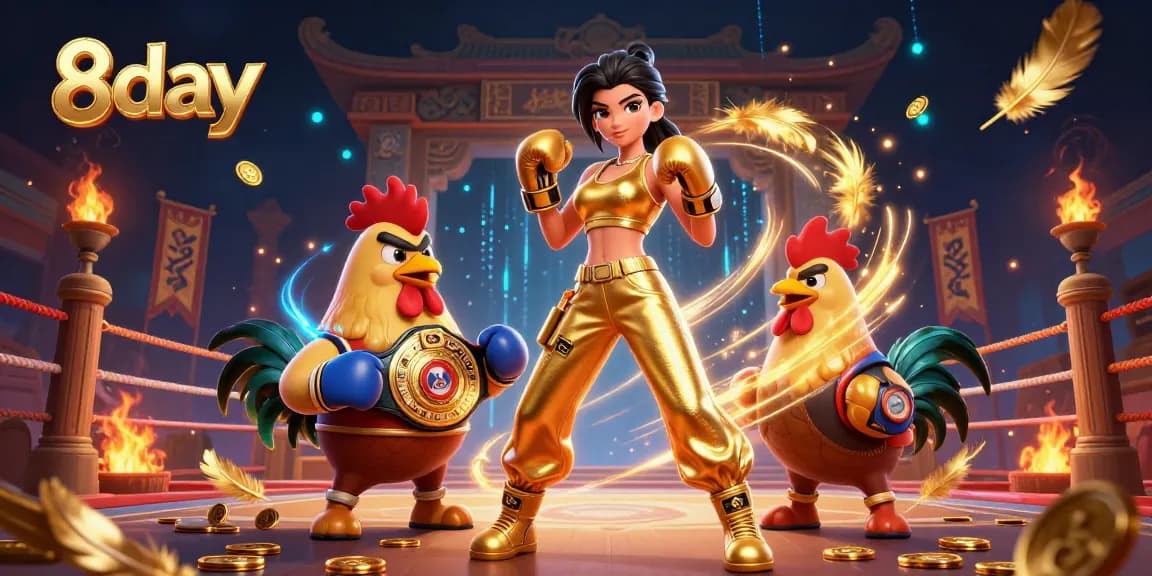 8day immersive 3D casino illustration showcasing dynamic characters in an exciting betting arena.