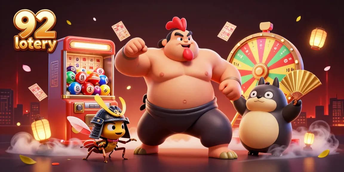 Play thrilling games and win prizes with 92 lotery in a vibrant, action-packed lottery scene.