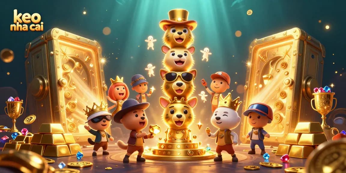 Win big with keo nha cai in this vibrant 3D casino-themed illustration featuring a golden totem pole.