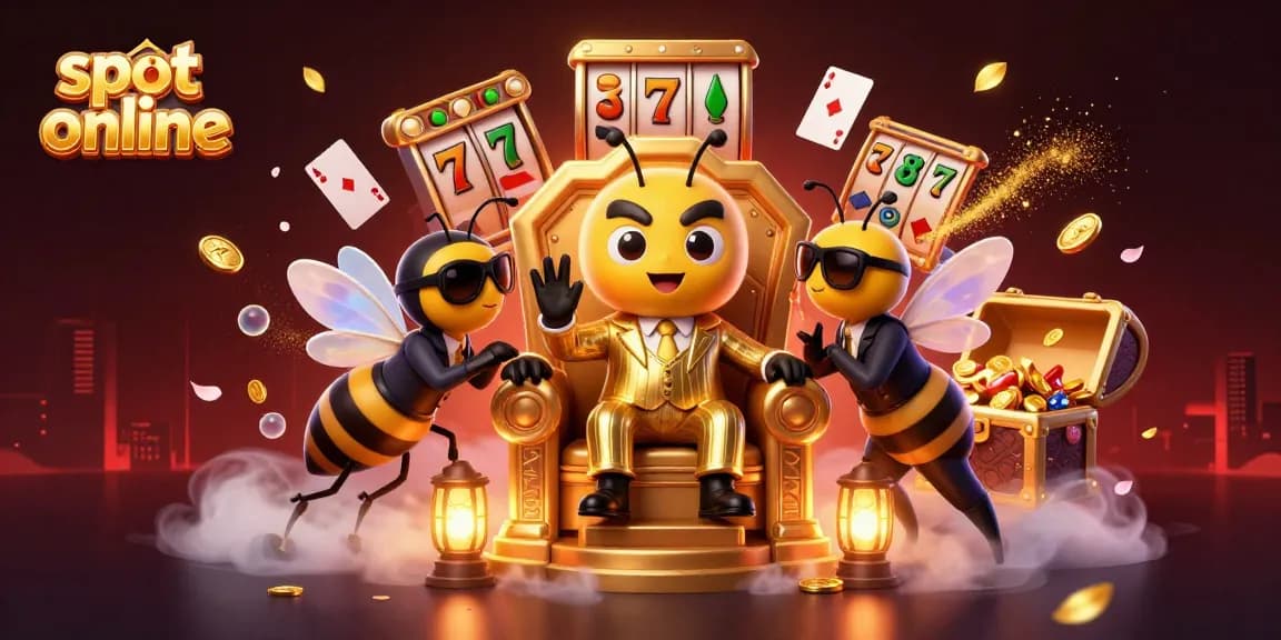 Exciting slot online scene featuring a bumblebee mob boss with golden elements and rich game details.