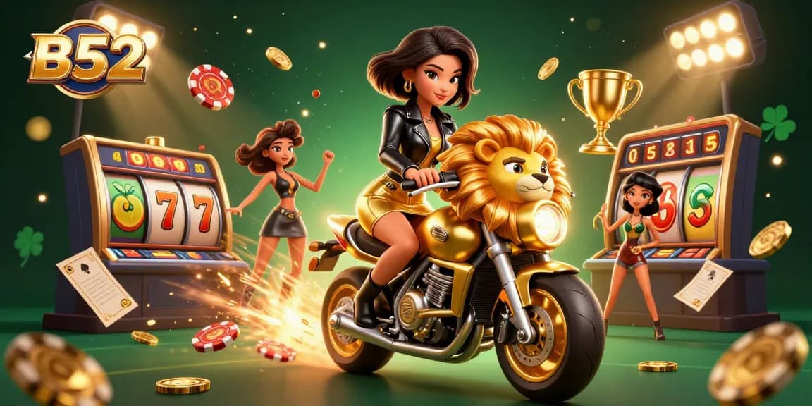 Engage with thrilling B52 slots and casino games in this dynamic digital illustration.