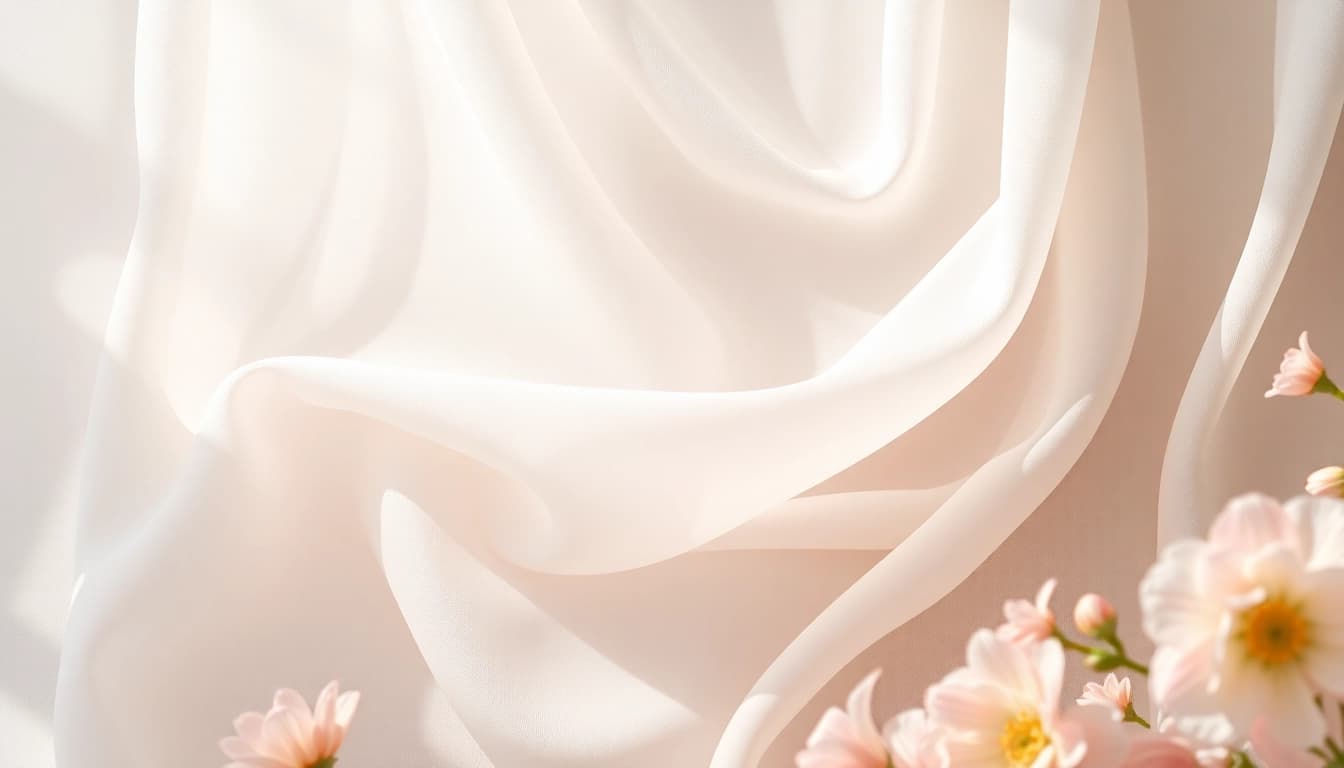Chiffon stof toont delicate draping in een sfeervolle setting met natuurlijke verlichting.