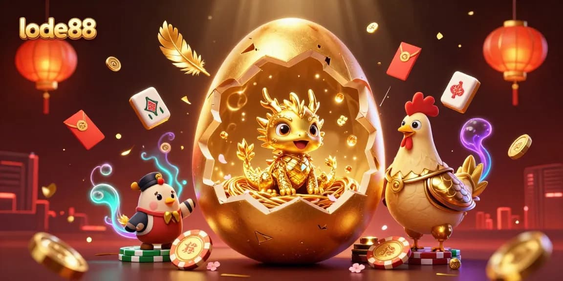 Experience the magic of lode88 with a dazzling scene featuring a golden dragon and poker chips.