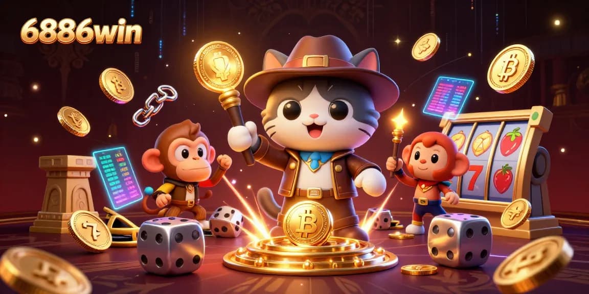 Experience winning at 6886win's dynamic online slot games featuring vibrant casino elements.