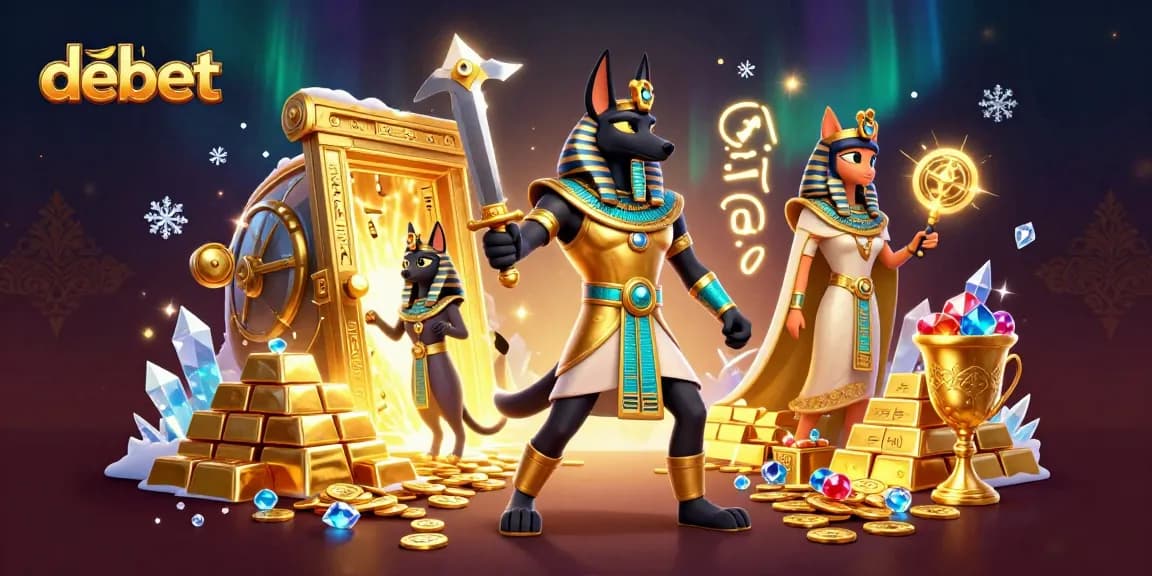 Play thrilling games with debet: Experience ancient riches in a vibrant casino scene.