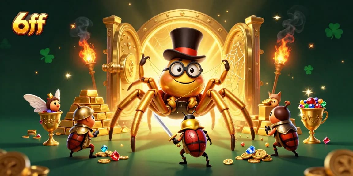 Experience thrilling gameplay with 6ff in this vibrant 3D casino scene filled with gold and excitement.