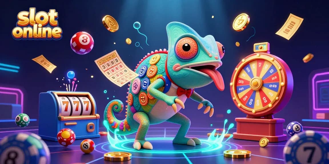 Engage in exciting slot online adventures with a colorful casino scene featuring dynamic elements.
