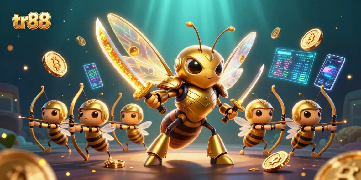 Engage with thrilling gaming action at tr88 featuring a dynamic scene of samurai hornet and bee archers.