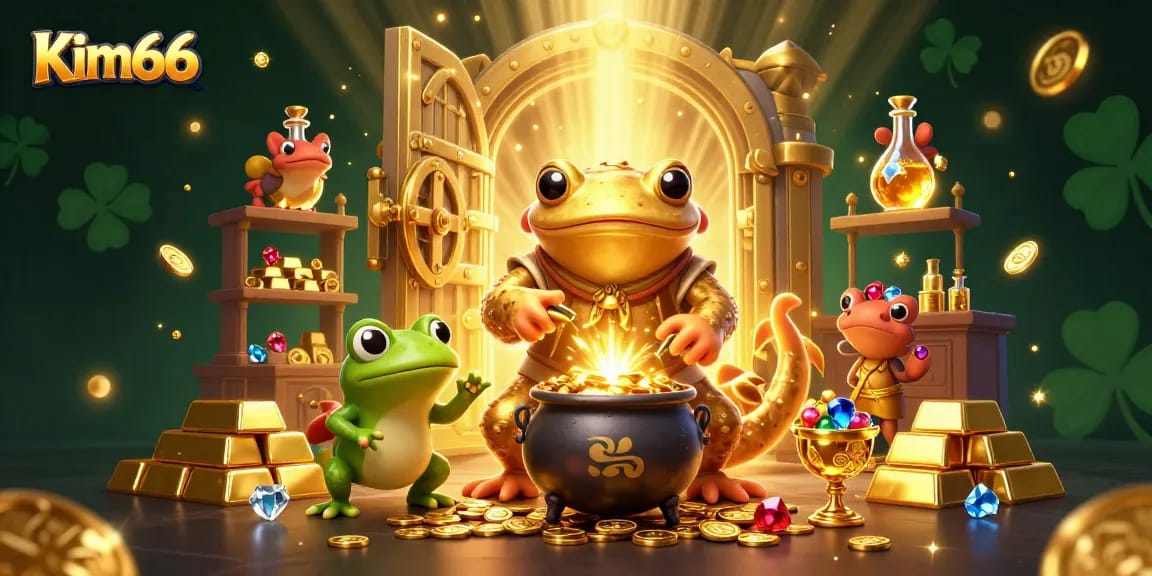 Experience luxury gaming at Kim66 with thrilling gold-rich scenes in an alchemist's lair.