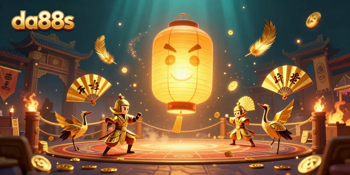 Experience the excitement of da88s with golden lanterns and casino magic in this vibrant illustration.