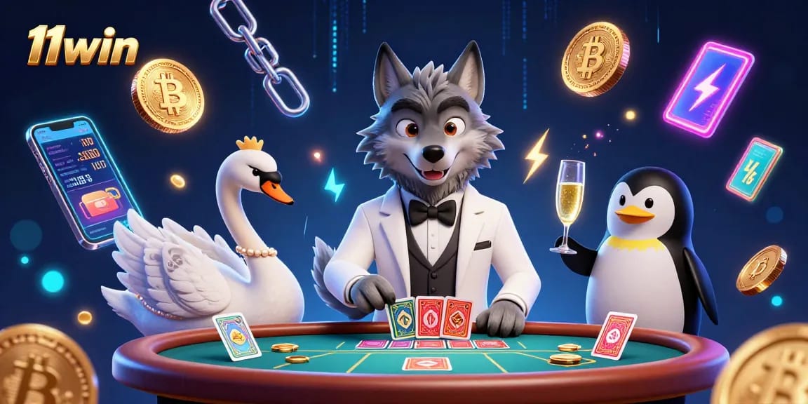 Engage with 11win's vibrant casino scene featuring charming characters and dynamic elements.