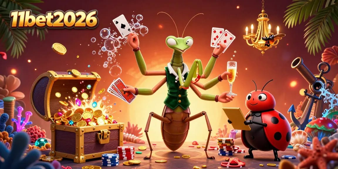 Experience the excitement of 11bet2026 with vibrant casino elements in a captivating 3D scene.
