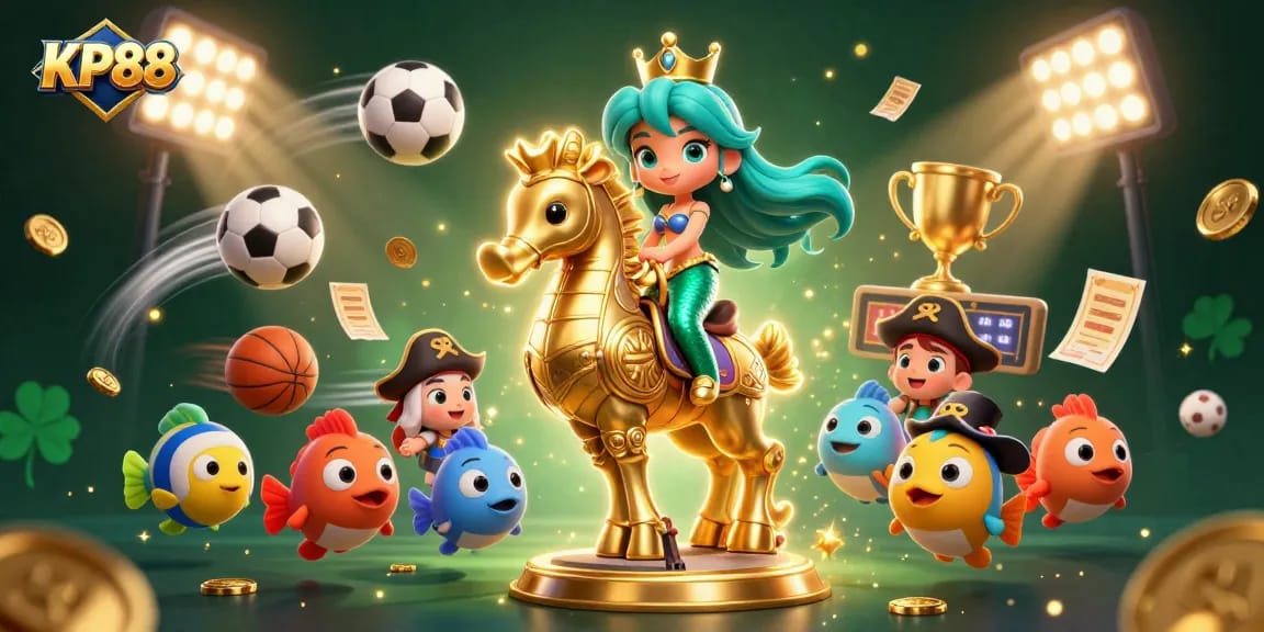 Experience thrilling gameplay with KP88 as the colorful mermaid and seahorse lead a dynamic casino adventure.