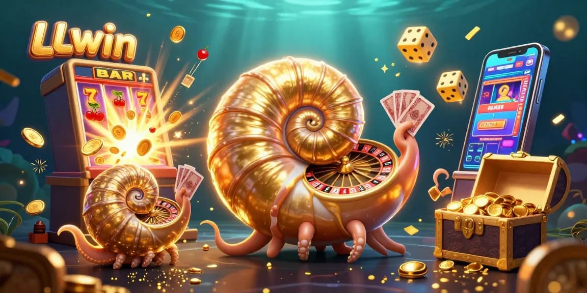 LLwin brings thrilling action with a golden nautilus roulette wheel and slot machine winning explosion.