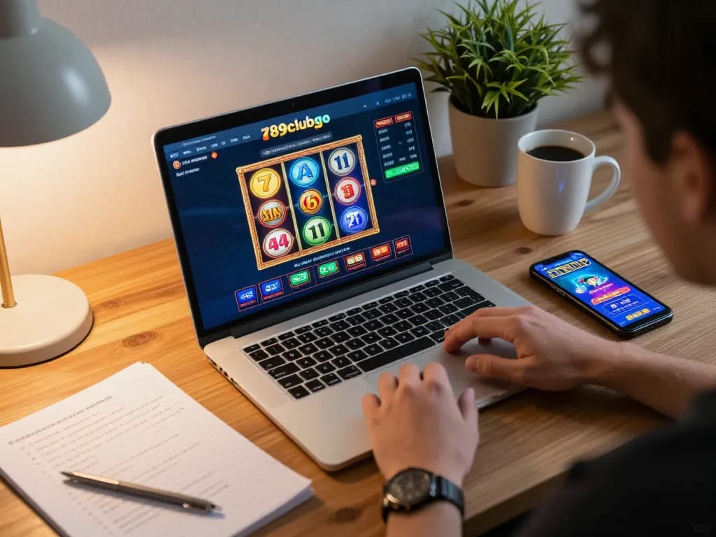 Engaging online gambling experience at 789clubgo with vibrant game interface and strategy notes visible