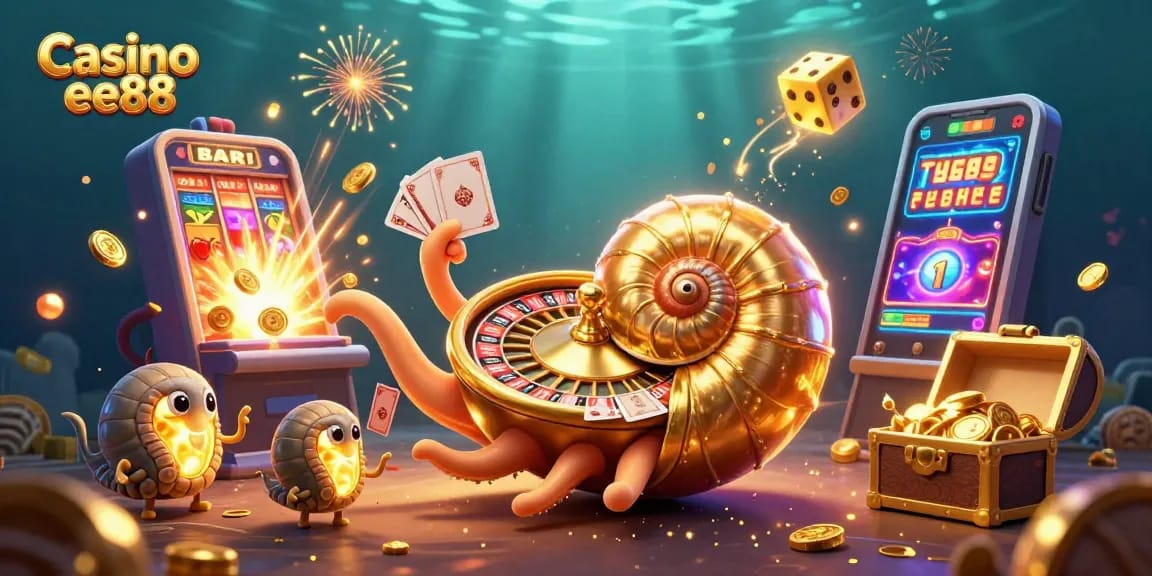 Spin the reels and win at Casino ee88 with vibrant 3D illustration showcasing exciting games.