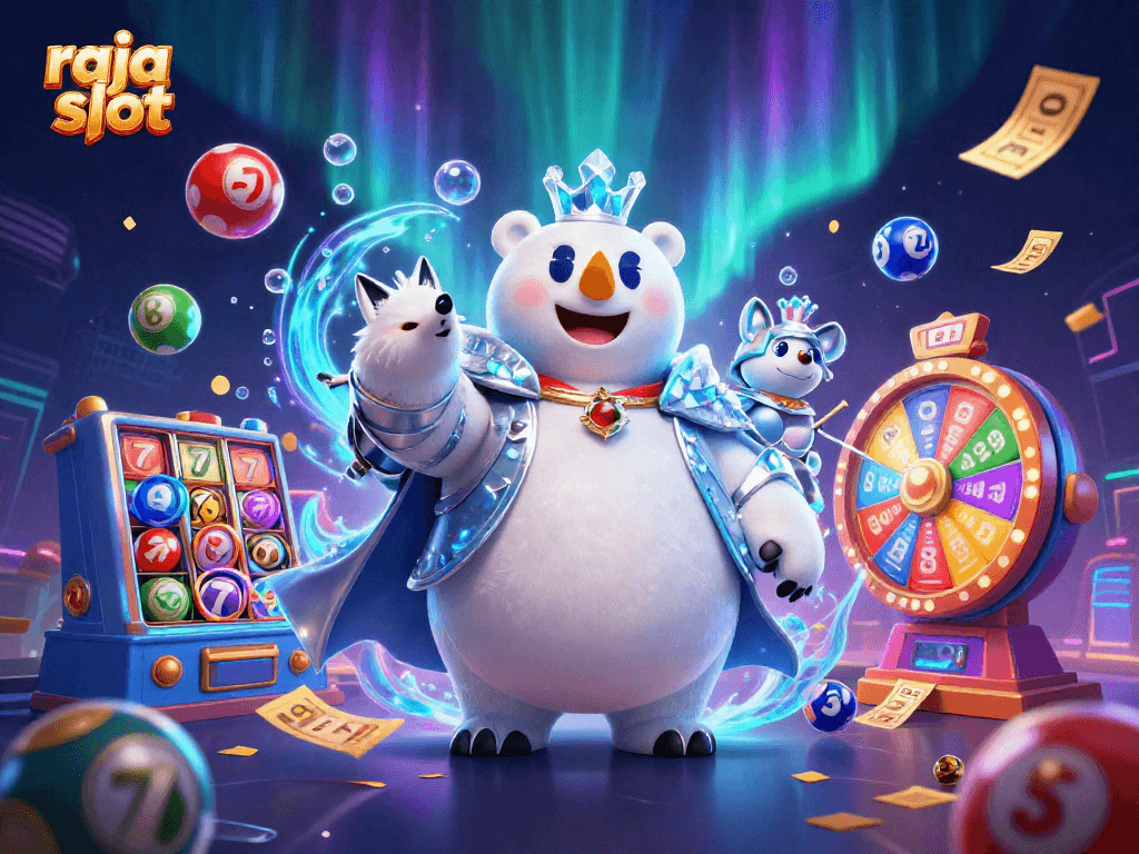 Engage with the raja slot excitement in this vibrant 3D illustration featuring dynamic casino elements.