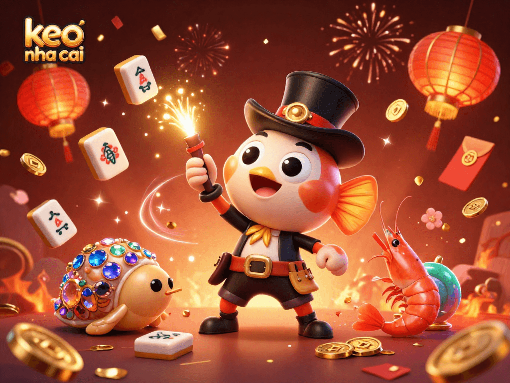 Engage with keo nha cai through a thrilling illustrated scene of an anglerfish attracting coins.