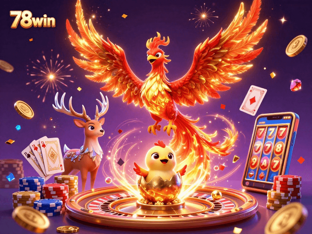 Experience thrilling wins at 78win with a stunning phoenix scene featuring exciting gambling action.