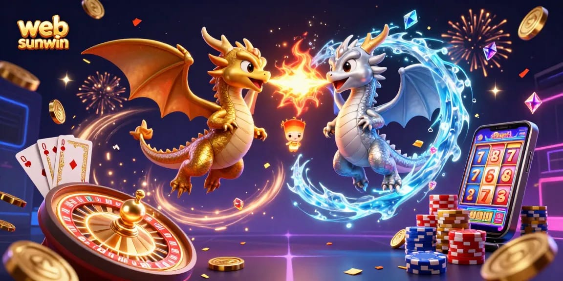 Experience thrilling action with web sunwin at its heart, featuring majestic dragons and vibrant casino elements.