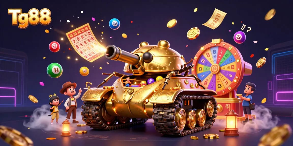 Experience thrilling wins at Tg88 with a vibrant 3D cartoon casino scene filled with excitement.