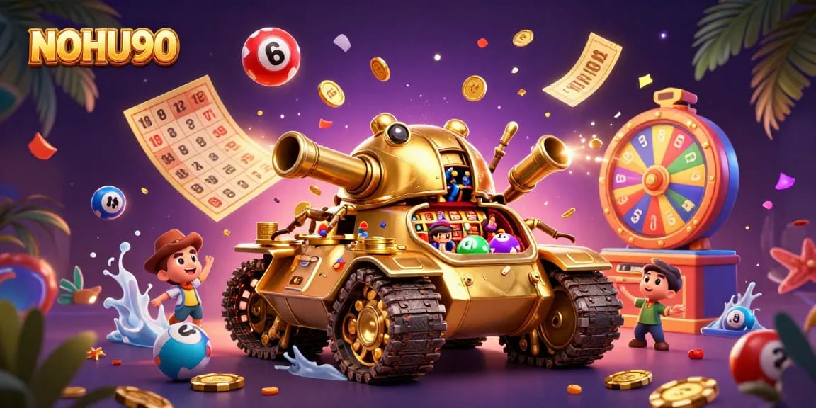 Experience thrilling gameplay in NOHU90's vibrant casino-themed illustration with dynamic elements.