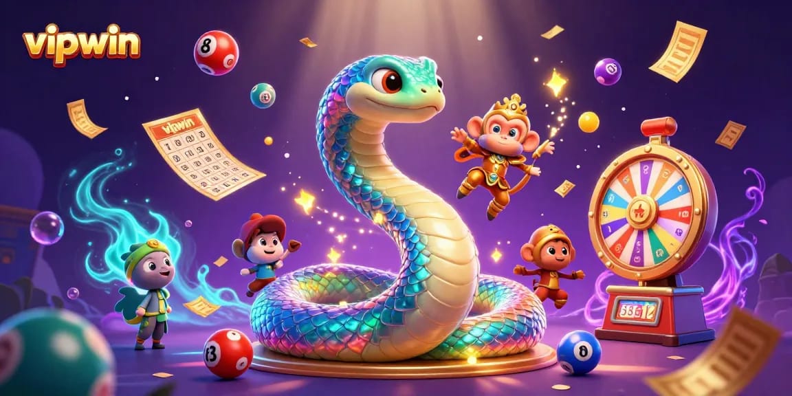 Engage with vipwin's thrilling gaming world through a vibrant 3D illustration featuring iconic casino elements.