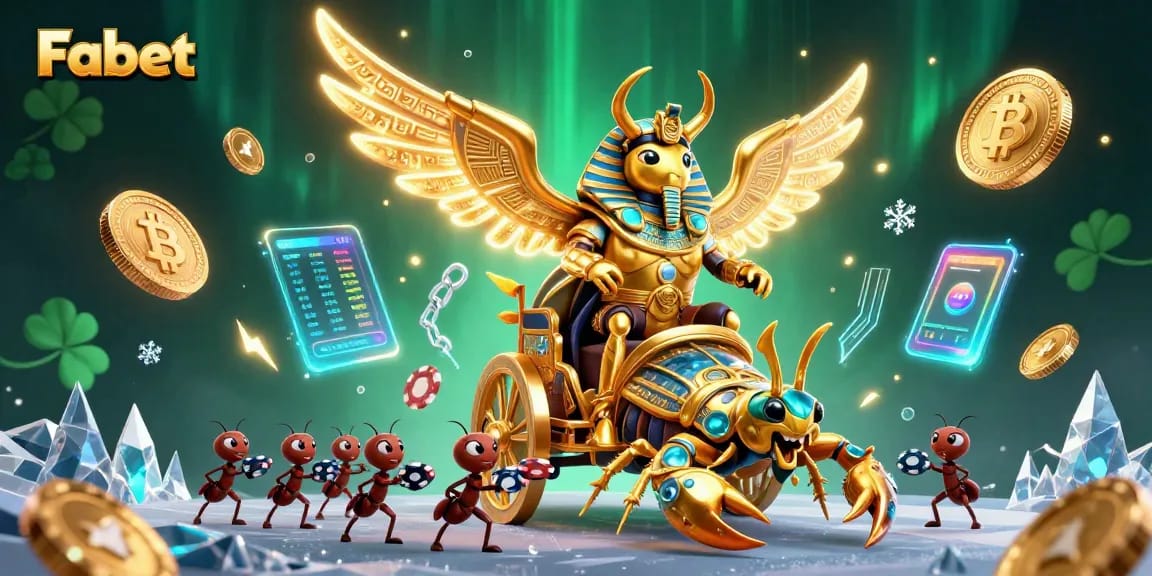 Experience thrilling gameplay with Fabet in a dazzling 3D casino scene filled with excitement.