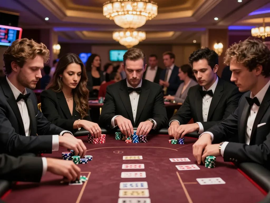 Engaging poker gameplay at a high-stakes tournament featured on gamebaidoithuong8