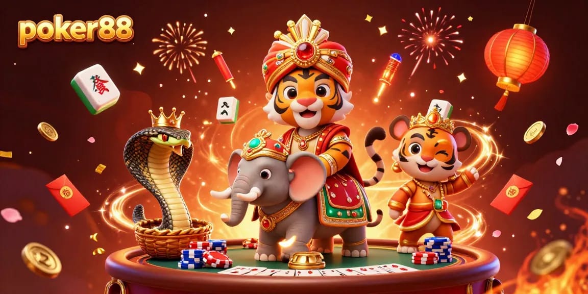 Engage with the vibrant poker88 experience as you play thrilling poker with stacked chips and fireworks.