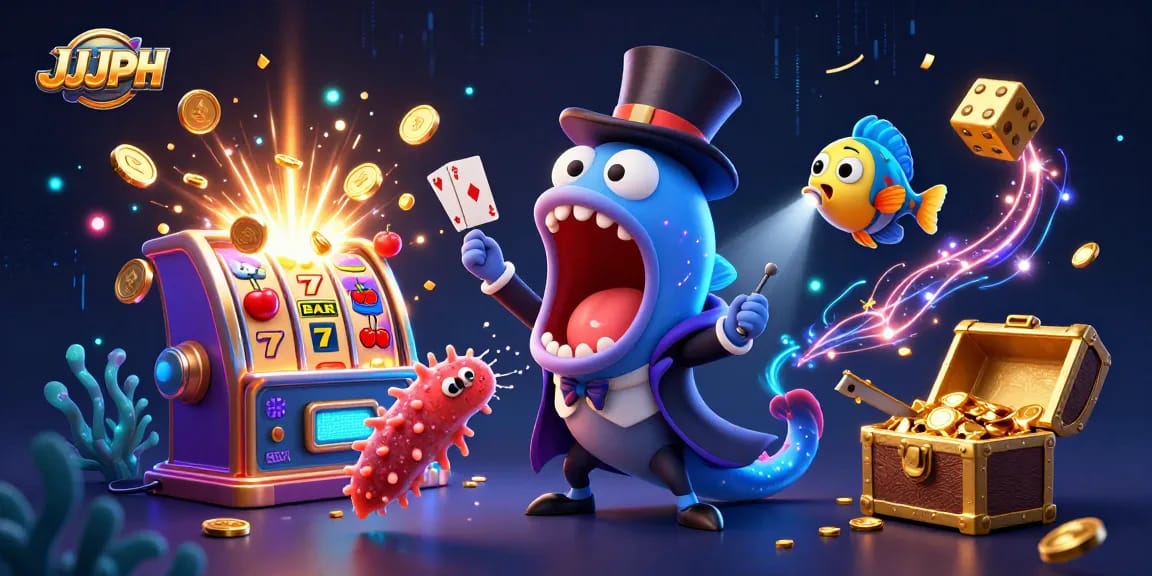 Experience JJJPH with captivating card tricks and jackpot explosions in a magical underwater scene.