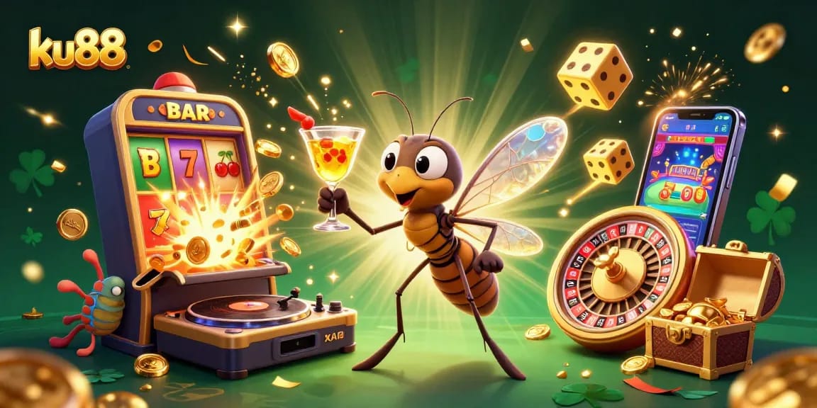 Experience thrilling moments at ku88 casino with a vibrant 3D scene of winning and excitement.