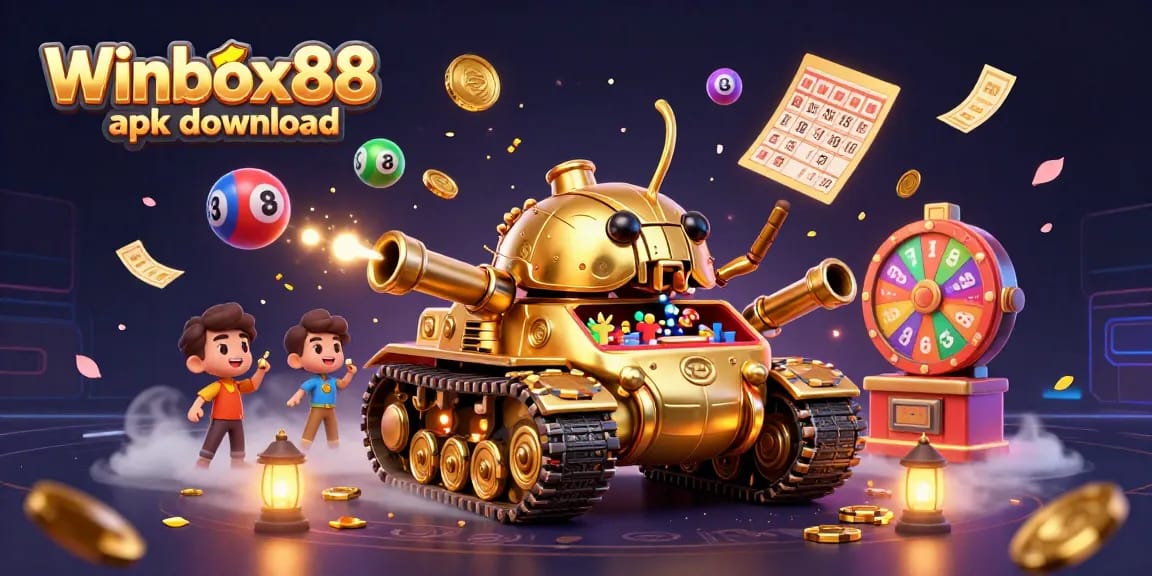 Experience the excitement of Winbox88 apk download with a vibrant casino illustration showcasing gaming elements.