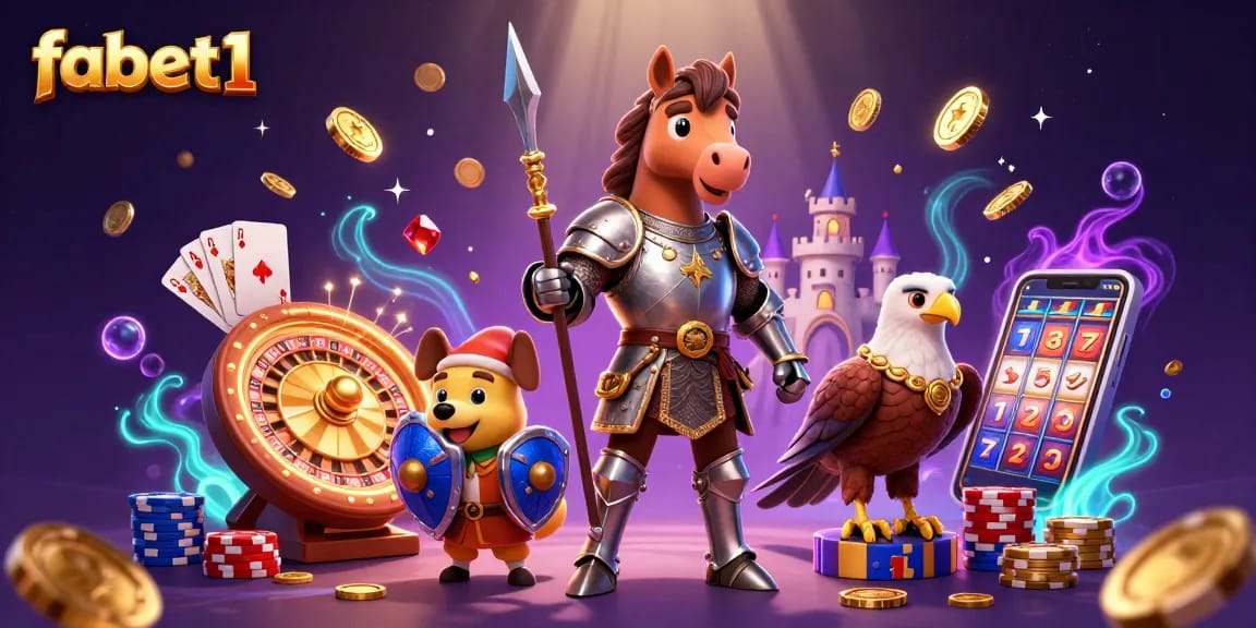 Join fabet1 and spin to win with dynamic gaming elements and vibrant characters in this captivating casino scene.