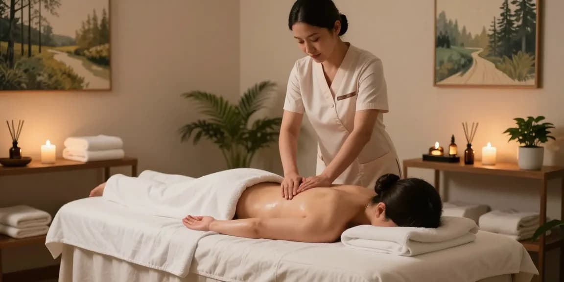 Relaxing 김포출장마사지 therapy room with soothing ambiance and professional therapist