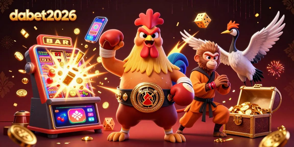 Engage with dabet2026, featuring a dynamic casino scene with vibrant characters and gaming elements.