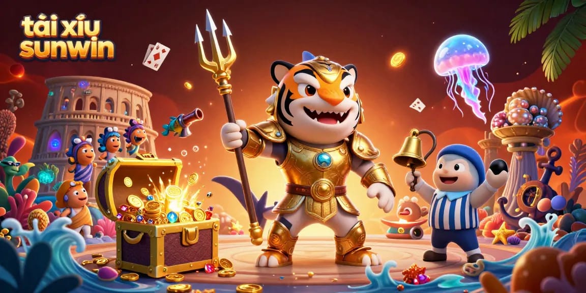 Engage in thrilling tài xỉu sunwin gameplay with a dynamic underwater scene featuring a fierce shark champion.