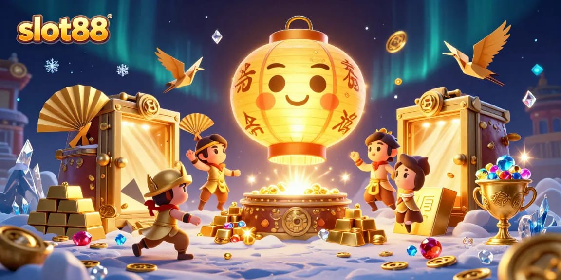Experience the excitement of slot88 as the golden lantern spirit presides over vibrant casino elements.