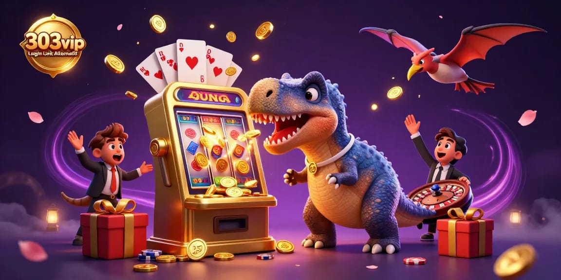 Experience the excitement of winning with the 303vip Login Link Alternatif as a pachycephalosaurus triggers jackpots in a vibrant casino scene.