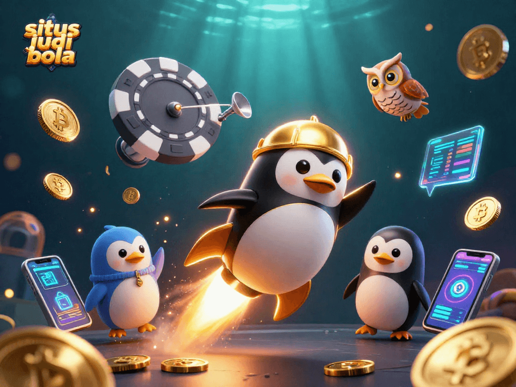 Place your bets at the situs judi bola, where the golden penguin leads an exciting casino adventure.