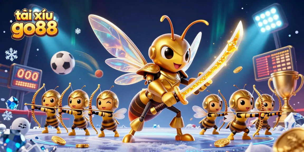 Experience tài xỉu go88 with an exciting 3D casino scene depicting a hornet and bee archers.